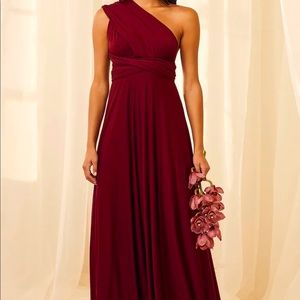 Lulus maxi burgundy convertible dress